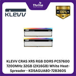 Load image into Gallery viewer, KLEVV CRAS XR5 RGB DDR5 PC57600 7200MHz 32GB (2X16GB) White Heat-Spreader - KD5AGUA80-72B360S