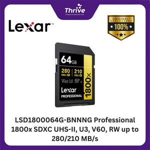 LSD1800064G-BNNNG Professional 1800x SDXC UHS-II, U3, V60, RW up to 280/210 MB/s