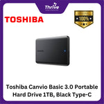 Load image into Gallery viewer, Toshiba Canvio Basic 3.0 Portable Hard Drive 1TB, Black Type-C