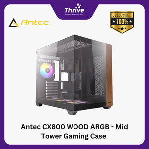 Antec CX800 WOOD ARGB - Mid Tower Gaming Case - Dual Chamber Design - 4mm Tempered Glass with Exotic WOOD - Type C Ready - Free 3Pcs 120mm ARGB Fans Reverse + 1Pcs 120mm ARGB Fan