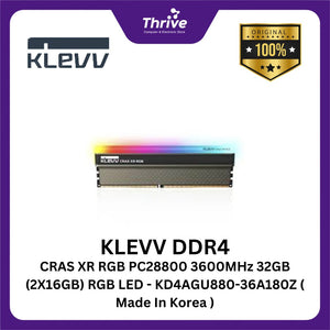 KLEVV DDR4 CRAS XR RGB PC28800 3600MHz 32GB (2X16GB) RGB LED - KD4AGU880-36A180Z ( Made In Korea )