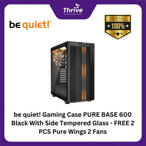 be quiet! Gaming Case PURE BASE 600 Black With Side Tempered Glass - FREE 2 PCS Pure Wings 2 Fans