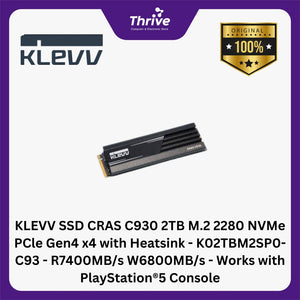 KLEVV SSD CRAS C930 2TB M.2 2280 NVMe PCle Gen4 x4 with Heatsink - K02TBM2SP0-C93 - R7400MB/s W6800MB/s - Works with PlayStation®5 Console