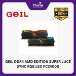 Load image into Gallery viewer, GEIL DDR4 AMD EDITION SUPER LUCE SYNC RGB LED PC24000 3000MHz Dual Channel 8GB (2x4GB) GALS48GB3000C16ADC
