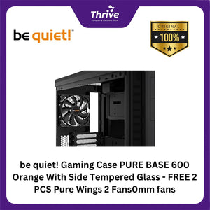 be quiet! Gaming Case PURE BASE 600 Orange With Side Tempered Glass - FREE 2 PCS Pure Wings 2 Fans0mm fans