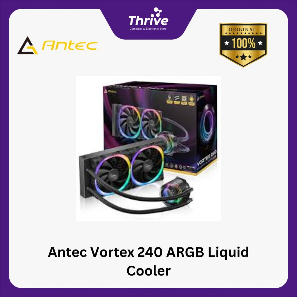 Antec Vortex 240 ARGB Liquid Cooler - Suspended Spiral Pump Head Desig ...