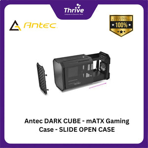 Antec DARK CUBE - mATX Gaming Case - SLIDE OPEN CASE - Type C 3.1 Ready - Tempered Glass Side Panel