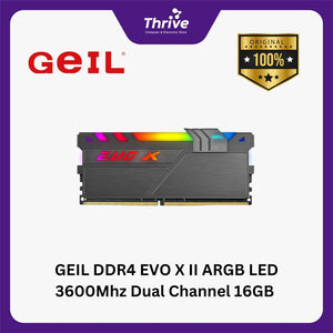 GEIL DDR4 EVO X II ARGB LED 3600Mhz Dual Channel 16GB (2x8GB) GAEXSY416GB3600C18BDC - Cableless RGB Illumination Design (Support AMD & INTEL)