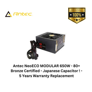 Antec NeoECO MODULAR 650W - 80+ Bronze Certified - Japanese Capacitor ! - 5 Years Warranty Replacement