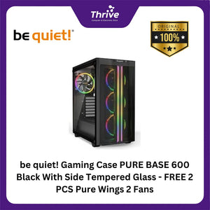 be quiet! Gaming Case PURE BASE 600 Black With Side Tempered Glass - FREE 2 PCS Pure Wings 2 Fans