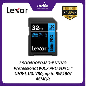 LSD0800P032G-BNNNG Professional 800x PRO SDXC™ UHS-I, U3, V30, up to RW 150/ 45MB/s