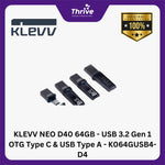 Load image into Gallery viewer, KLEVV NEO D40 64GB - USB 3.2 Gen 1 OTG Type C &amp; USB Type A - K064GUSB4-D4