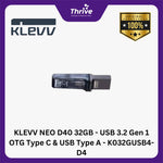 Load image into Gallery viewer, KLEVV NEO D40 32GB - USB 3.2 Gen 1 OTG Type C &amp; USB Type A - K032GUSB4-D4