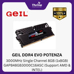 Load image into Gallery viewer, GEIL DDR4 EVO POTENZA 3000MHz Single Channel 8GB (1x8GB) GAPB48GB3000C16ASC (Support AMD &amp; INTEL)
