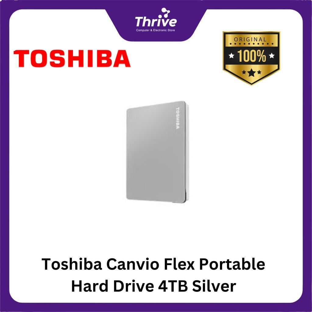 Toshiba Canvio Flex Portable Hard Drive 4TB Silver - Sultan Store