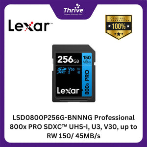 LSD0800P256G-BNNNG Professional 800x PRO SDXC™ UHS-I, U3, V30, up to RW 150/ 45MB/s.