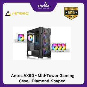 Antec AX90 - Mid-Tower Gaming Case - Diamond-Shaped Mesh Front Panel - 4mm Tempered Glass Side Panel - FREE 3PCS 120mm ARGB Fans + 1PCS 120mm ARGB Fans