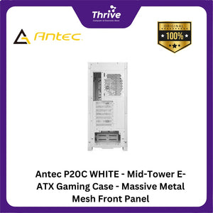 Antec P20C WHITE - Mid-Tower E-ATX Gaming Case - Massive Metal Mesh Front Panel - 4mm Tempered Glass Side Panel - Type-C 3.2 Gen 2 Ready - FREE 3PCS 120mm PWM White Fans