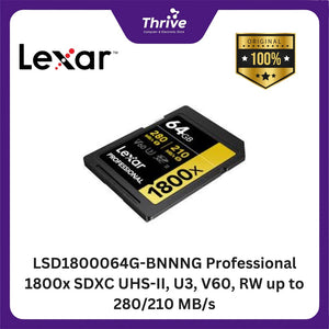 LSD1800064G-BNNNG Professional 1800x SDXC UHS-II, U3, V60, RW up to 280/210 MB/s