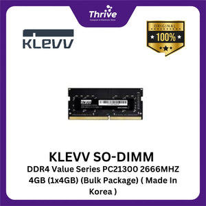 KLEVV SO-DIMM DDR4 Value Series PC21300 2666MHZ 4GB (1x4GB) (Bulk Package) ( Made In Korea )