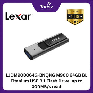 LJDM900064G-BNQNG M900 64GB BL Titanium USB 3.1 Flash Drive, up to 300MB/s read.