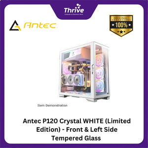 Antec P120 Crystal WHITE (Limited Edition) - Front & Left Side Tempered Glass - Aluminum VGA Holder - Slide Button Side Panel