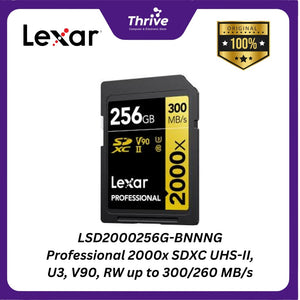 LSD2000256G-BNNNG Professional 2000x SDXC UHS-II, U3, V90, RW up to 300/260 MB/s.