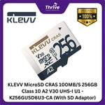 Load image into Gallery viewer, KLEVV MicroSD CRAS 100MB/S 256GB Class 10 A2 V30 UHS-I U1 - K256GUSD6U3-CA (With SD Adaptor)
