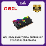 Load image into Gallery viewer, GEIL DDR4 AMD EDITION SUPER LUCE SYNC RGB LED PC24000 3000MHz Dual Channel 8GB (2x4GB) GALS48GB3000C16ADC
