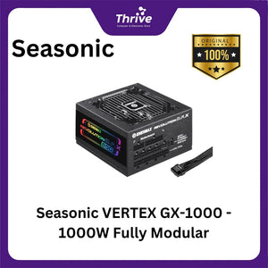 Seasonic VERTEX GX-1000 - 1000W Fully Modular - 80+ Gold Certified - ATX 3.0 Compatible - PCIe 5.0 Ready - 10 Years Warranty Replacement