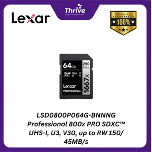 LSD0800P064G-BNNNG Professional 800x PRO SDXC™ UHS-I, U3, V30, up to RW 150/ 45MB/s