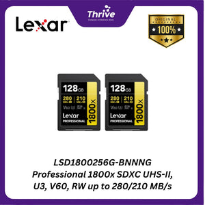 LSD1800256G-BNNNG Professional 1800x SDXC UHS-II, U3, V60, RW up to 280/210 MB/s.