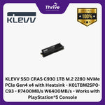 Load image into Gallery viewer, KLEVV SSD CRAS C930 1TB M.2 2280 NVMe PCle Gen4 x4 with Heatsink - K01TBM2SP0-C93 - R7400MB/s W6400MB/s - Works with PlayStation®5 Console
