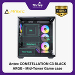 Load image into Gallery viewer, Antec CONSTELLATION C3 BLACK ARGB - Mid-Tower Gaming Case - Massive Airflow via Honeycomb Mesh - 4mm Tempered Glass Side Panel - Type-C 3.2 Gen 2 Ready - Free 3Pcs 120mm PWM ARGB F
