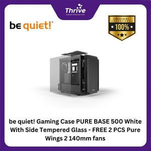 be quiet! Gaming Case PURE BASE 500 White With Side Tempered Glass - FREE 2 PCS Pure Wings 2 140mm fans