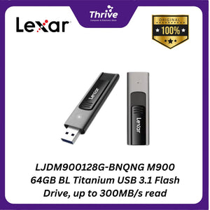 LJDM900128G-BNQNG M900 64GB BL Titanium USB 3.1 Flash Drive, up to 300MB/s read