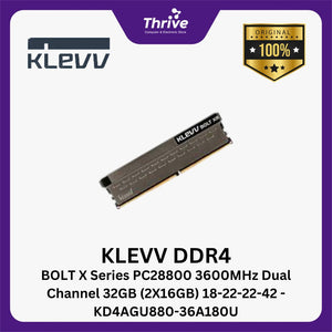 KLEVV DDR4 BOLT X Series PC28800 3600MHz Dual Channel 32GB (2X16GB) 18-22-22-42 - KD4AGU880-36A180U