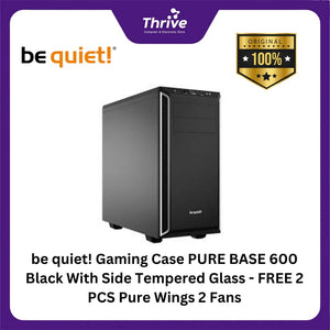 be quiet! Gaming Case PURE BASE 600 Black With Side Tempered Glass - FREE 2 PCS Pure Wings 2 Fans