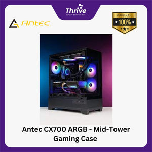 Antec CX700 ARGB - Mid-Tower Gaming Case - 4mm Tempered Glass Side Panel - Type-C 3.2 Gen 2 Ready - Free 2Pcs 120mm ARGB Fans Reverse + 1Pcs 120mm ARGB Fans