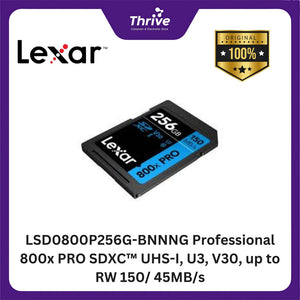 LSD0800P256G-BNNNG Professional 800x PRO SDXC™ UHS-I, U3, V30, up to RW 150/ 45MB/s.