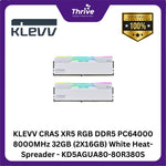 Load image into Gallery viewer, KLEVV CRAS XR5 RGB DDR5 PC64000 8000MHz 32GB (2X16GB) White Heat-Spreader - KD5AGUA80-80R380S