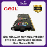 Load image into Gallery viewer, GEIL DDR4 AMD EDITION SUPER LUCE SYNC RGB LED PC25600 3200MHz Dual Channel 16GB (2x8GB) GALS416GB3200C16BDC
