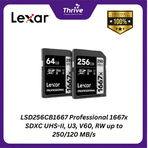 LSD256CB1667 Professional 1667x SDXC UHS-II, U3, V60, RW up to 250/120 MB/s.