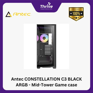 Antec CONSTELLATION C3 BLACK ARGB - Mid-Tower Gaming Case - Massive Airflow via Honeycomb Mesh - 4mm Tempered Glass Side Panel - Type-C 3.2 Gen 2 Ready - Free 3Pcs 120mm PWM ARGB F