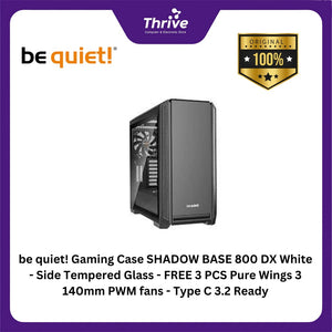 be quiet! Gaming Case SHADOW BASE 800 DX White - Side Tempered Glass - FREE 3 PCS Pure Wings 3 140mm PWM fans - Type C 3.2 Ready