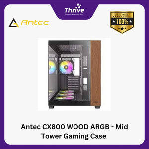 Antec CX800 WOOD ARGB - Mid Tower Gaming Case - Dual Chamber Design - 4mm Tempered Glass with Exotic WOOD - Type C Ready - Free 3Pcs 120mm ARGB Fans Reverse + 1Pcs 120mm ARGB Fan