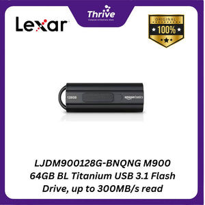LJDM900128G-BNQNG M900 64GB BL Titanium USB 3.1 Flash Drive, up to 300MB/s read
