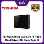Load image into Gallery viewer, Toshiba Canvio Basic 3.0 Portable Hard Drive 4TB, Black Type-C
