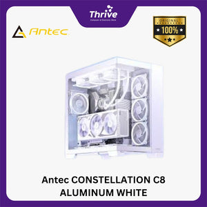 Antec CONSTELLATION C8 ALUMINUM WHITE - Full-Tower E-ATX Gaming Case - Dual Chamber Design - 4mm Tempered Glass with Exotic ALUMINUM - Right Side Full Mesh Panel - Type C Ready