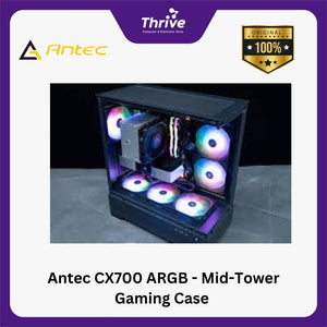 Antec CX700 ARGB - Mid-Tower Gaming Case - 4mm Tempered Glass Side Panel - Type-C 3.2 Gen 2 Ready - Free 2Pcs 120mm ARGB Fans Reverse + 1Pcs 120mm ARGB Fans